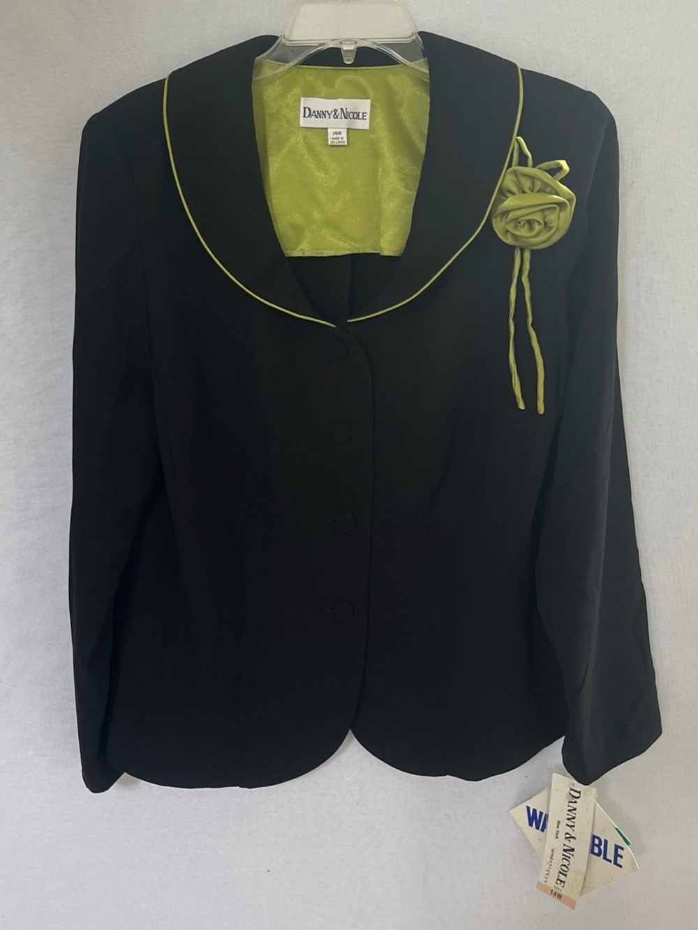 NWT Danny & Nicole Vintage 14W Black & Lime Green Blazer (Jacket Only From 3pc)